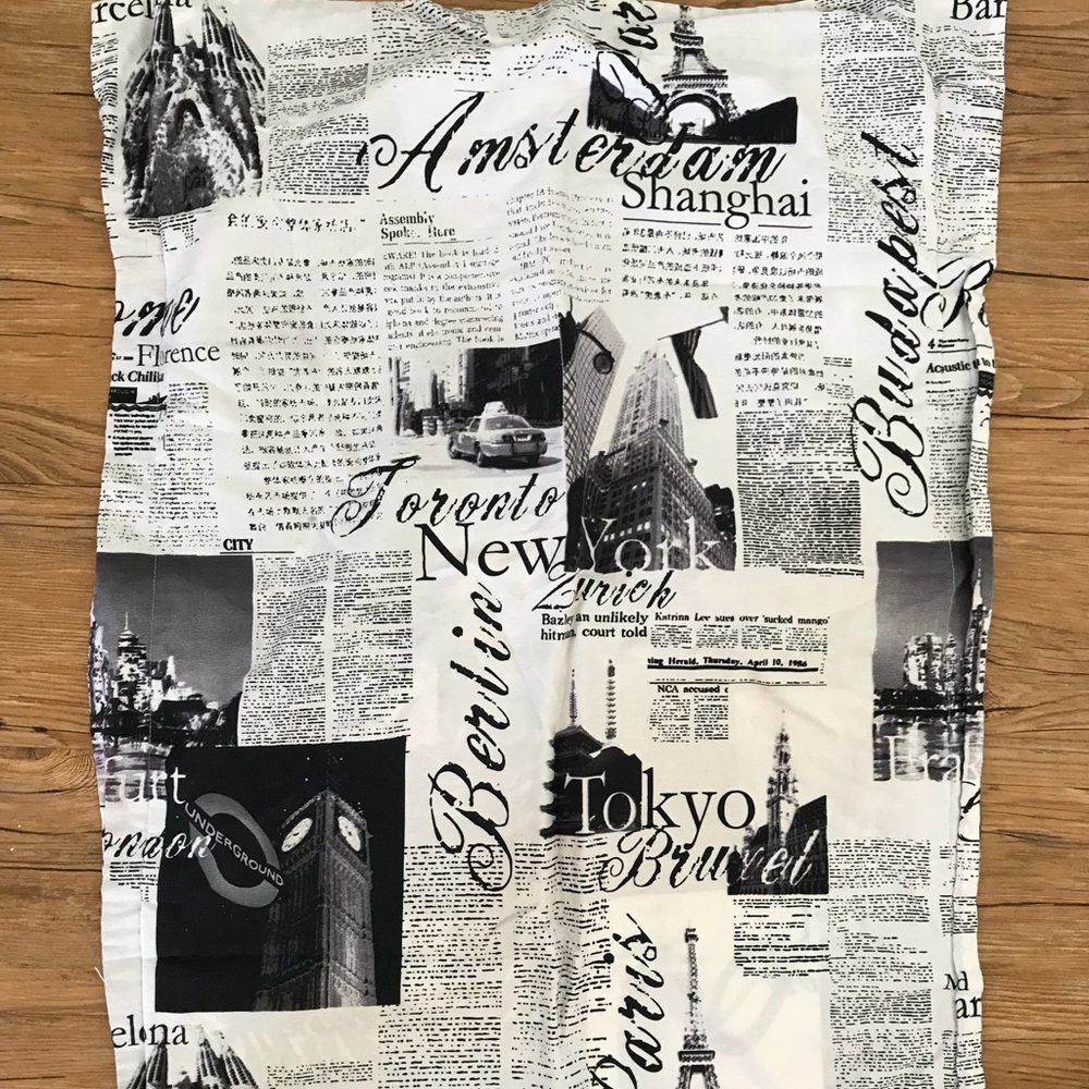 News paper print patterned pillowcase